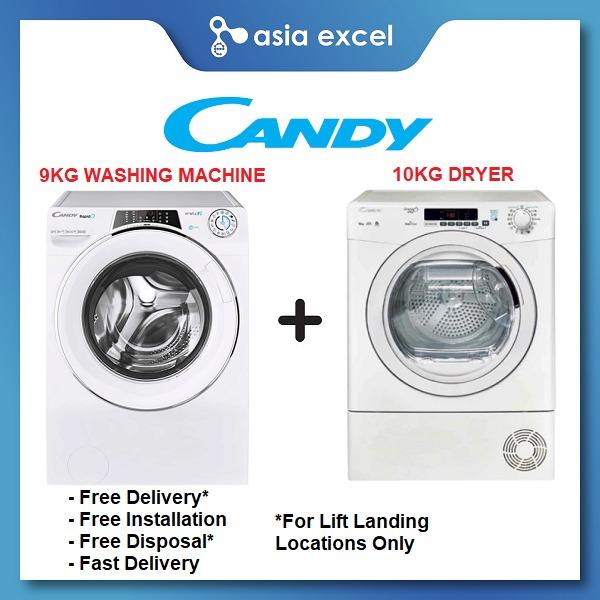 CANDY RO1696DWMCE/180 9KG INVERTER FRONT LOAD WASHING MACHINE + CANDY GVS C10DES 10KG FRONT