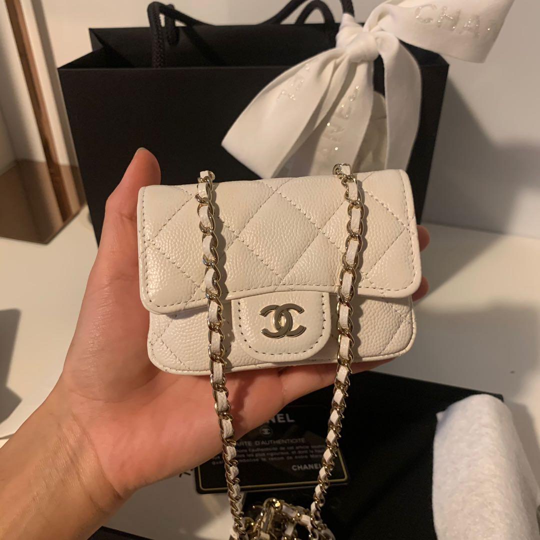 [NFS] Chanel micro / mini belt bag in white caviar leather