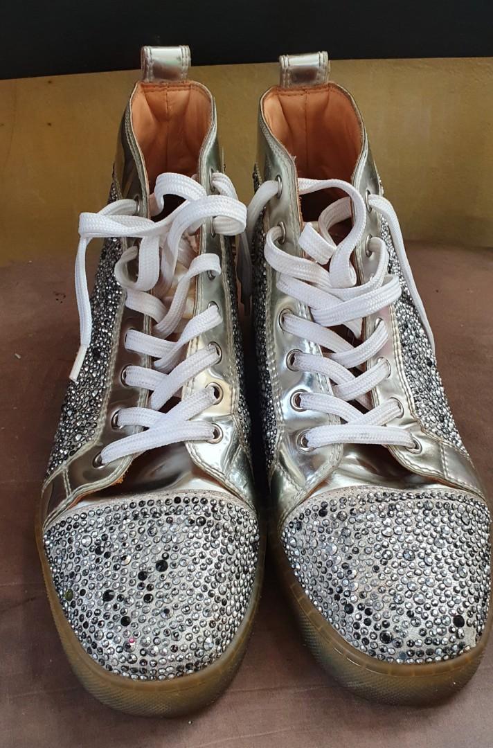 Christian Louboutin Louis Strass Silver, Men's Fashion, Footwear, Sneakers  on Carousell