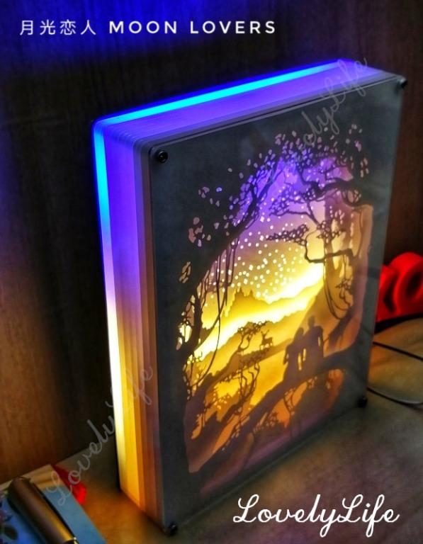 Valentines Day Gift/3D Papercut Light Box/ Home Deco ”MOON LOVERS 月光恋人“,  Hobbies & Toys, Stationery & Craft, Occasions & Party Supplies on Carousell