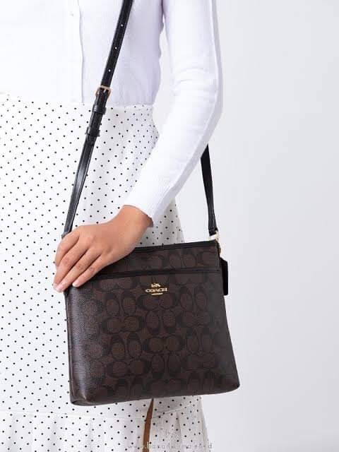 Coach File Bag Signature Brown Black