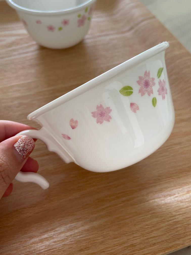 4 x Corelle Sakura tea cups, Furniture & Home Living, Kitchenware