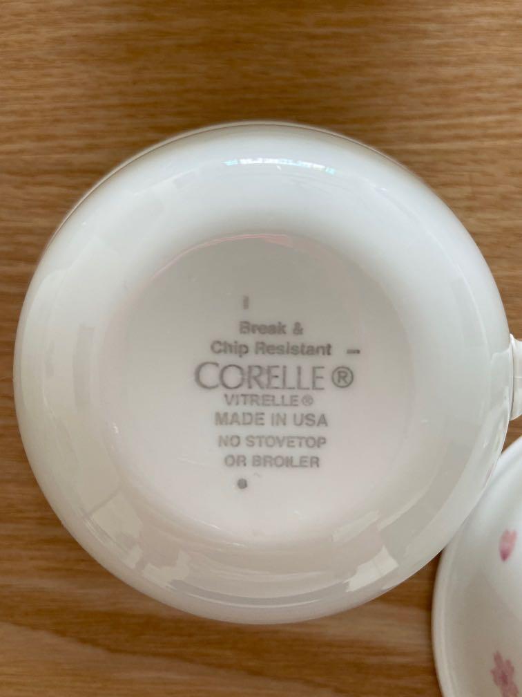 4 x Corelle Sakura tea cups, Furniture & Home Living, Kitchenware