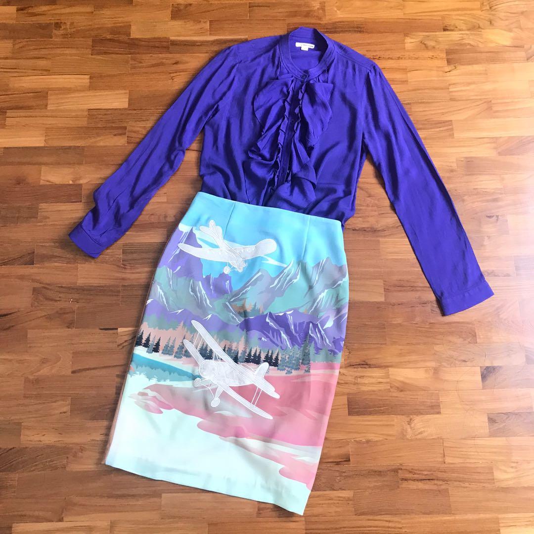 lavender ruffle blouse