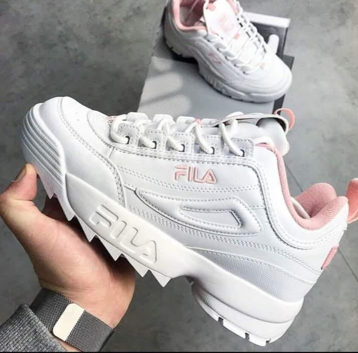 Pink and clearance white fila