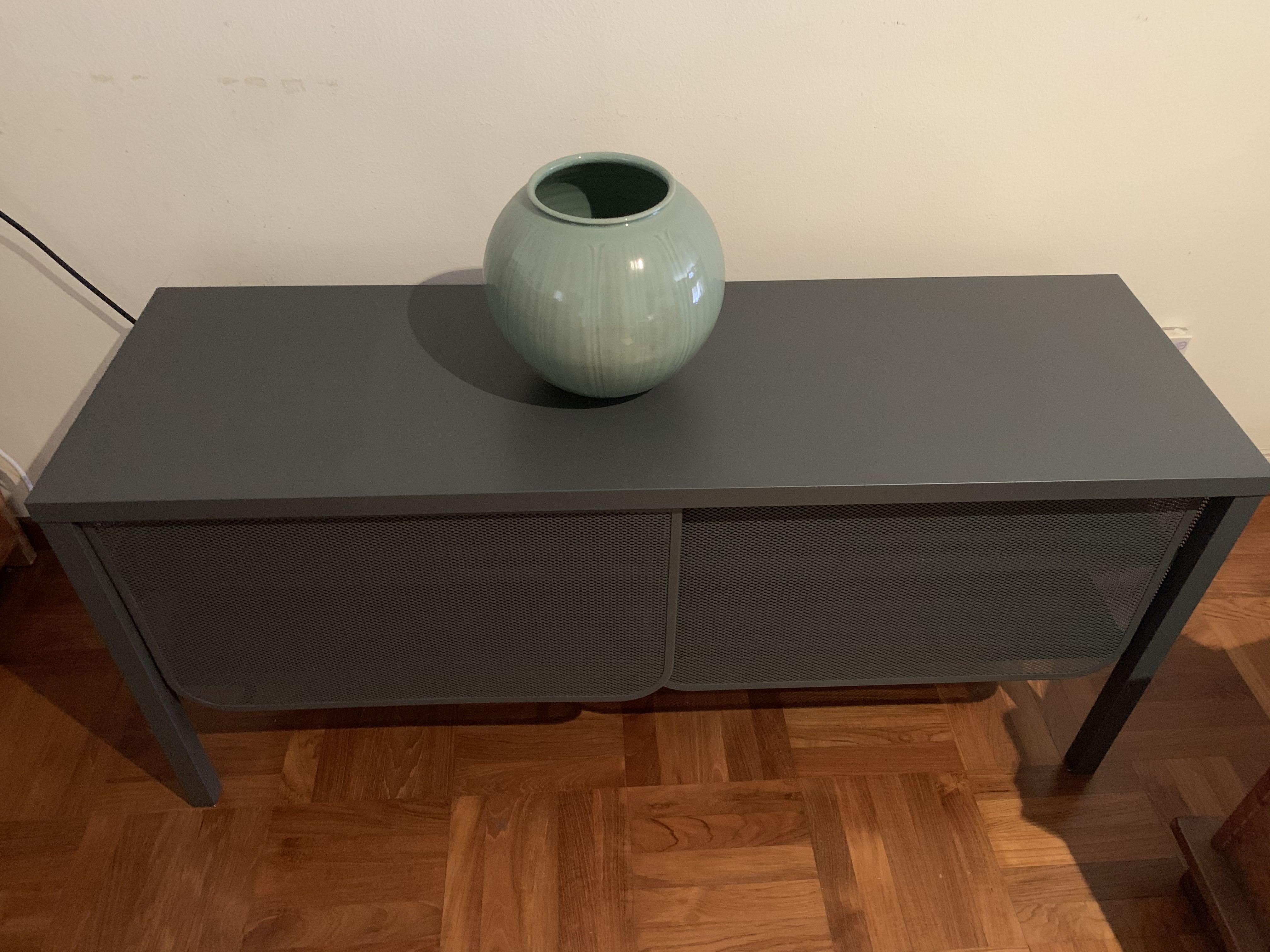 Grey metal IKEA TV console/ (NITTORP), Furniture, Shelves