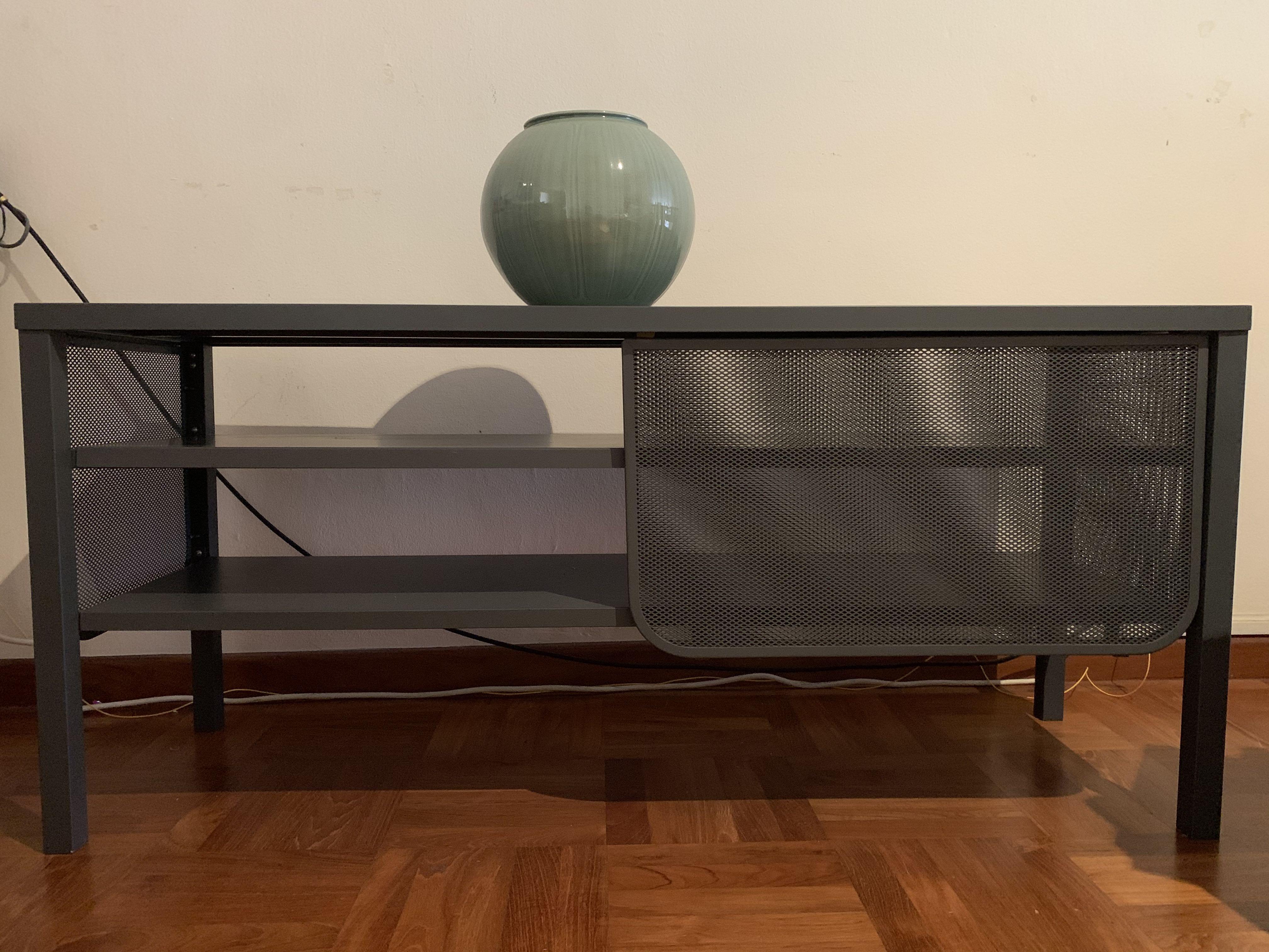 Grey metal IKEA TV console/ (NITTORP), Furniture, Shelves