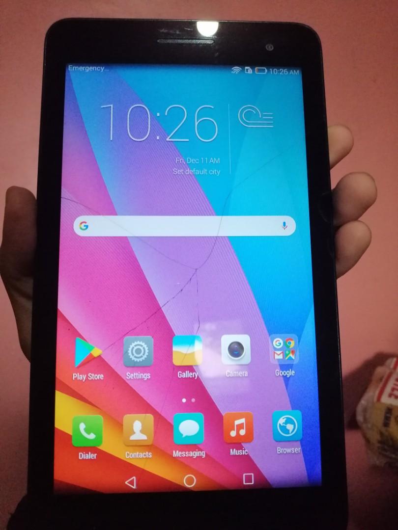 Huawei MediaPad T1 (Category: Android) located in Tanza. Submitted by dejoyaira1.25.99 (Listing ID 1055667610, Image 1). Description: Huawei MediaPad T1 issue: May basag sa screen performance 8/10 except sa screen, pwede naman palitan with 128GB MICRO SD CARD complete with box and manuals no charger, kayo nalang magprovide 1600 pickup, meetup or shipping pwede Tanza Cavite area ko.