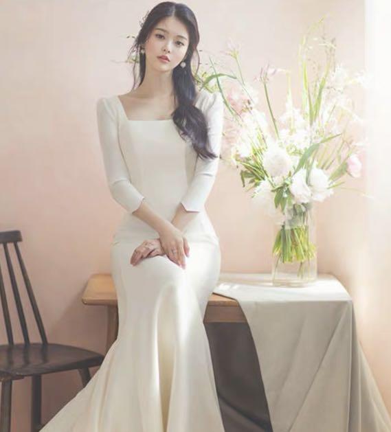 Korean Style Wedding Dress, Women'S Fashion, Dresses & Sets, Evening Dresses  & Gowns On Carousell