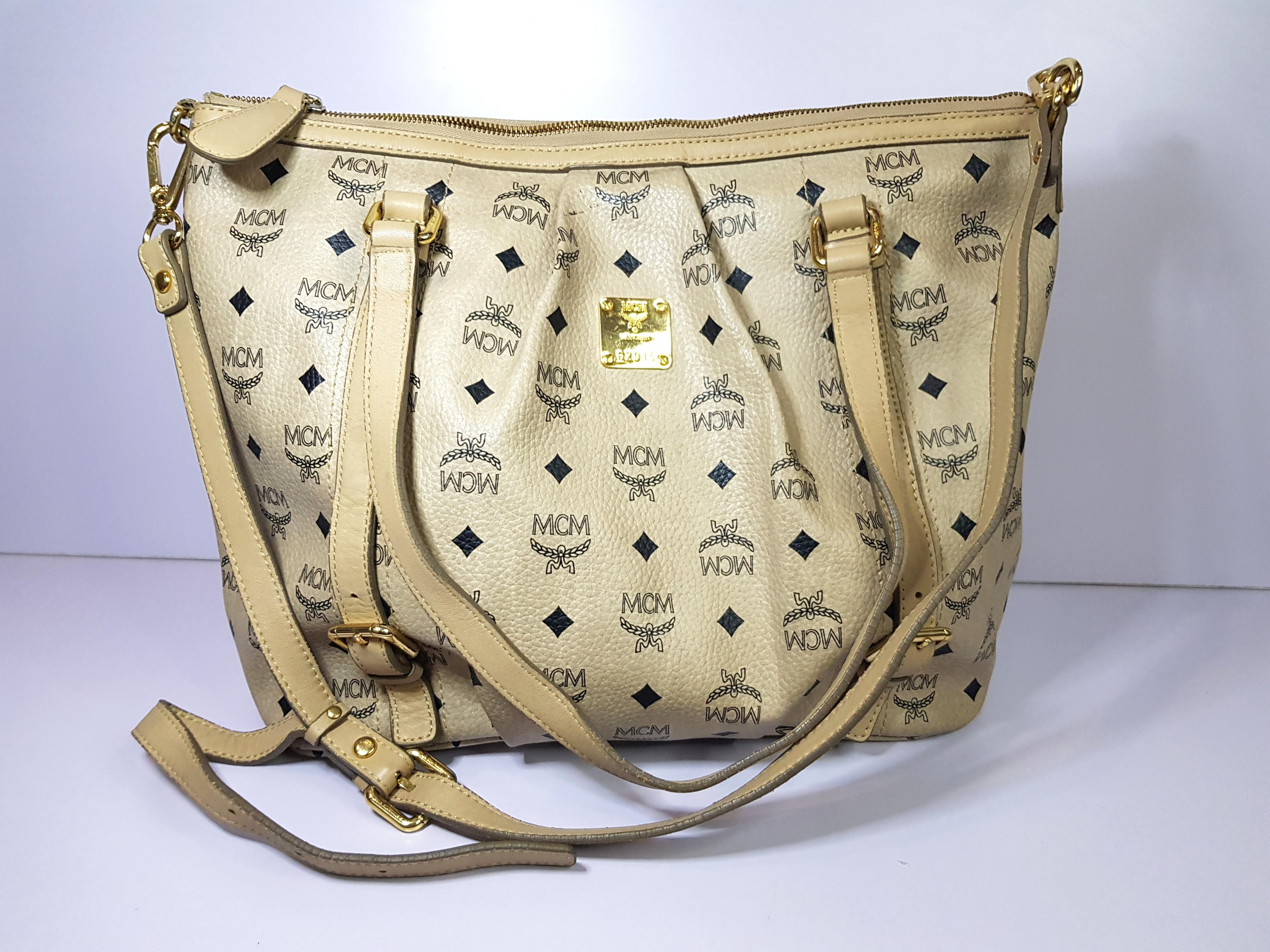 Sold! MCM leather cream shoulder bag