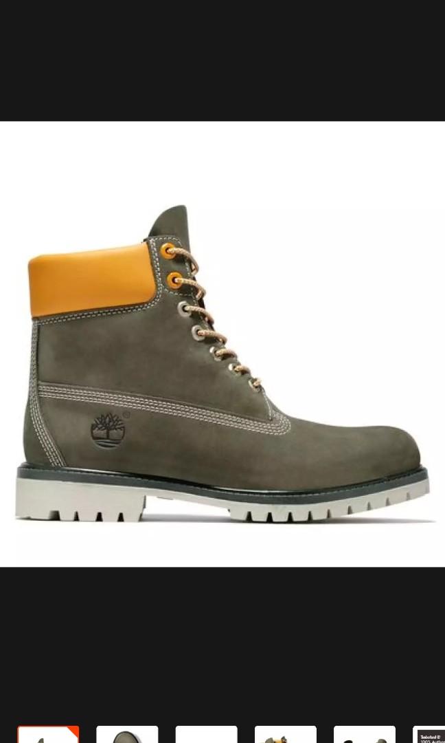 Green orange top timberland boots