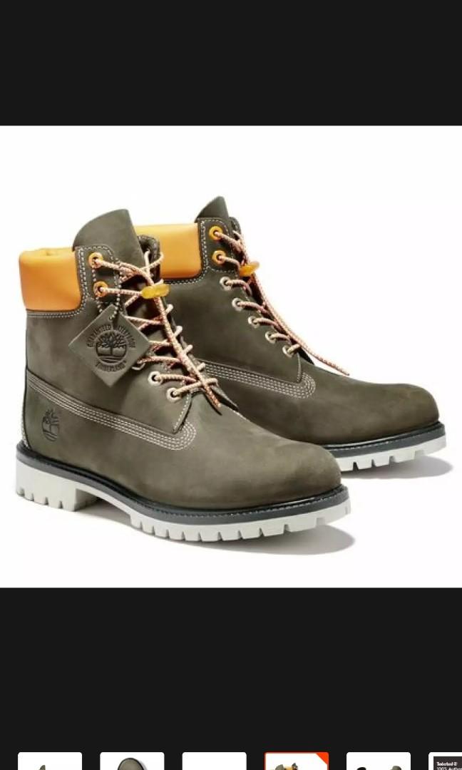 green orange timberland boots