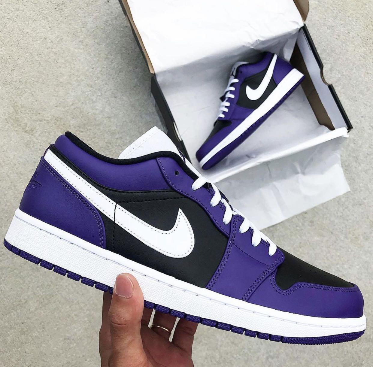 Nike Air Jordan 1 Low Court Purple Black Women S Fashion Footwear Sneakers On Carousell