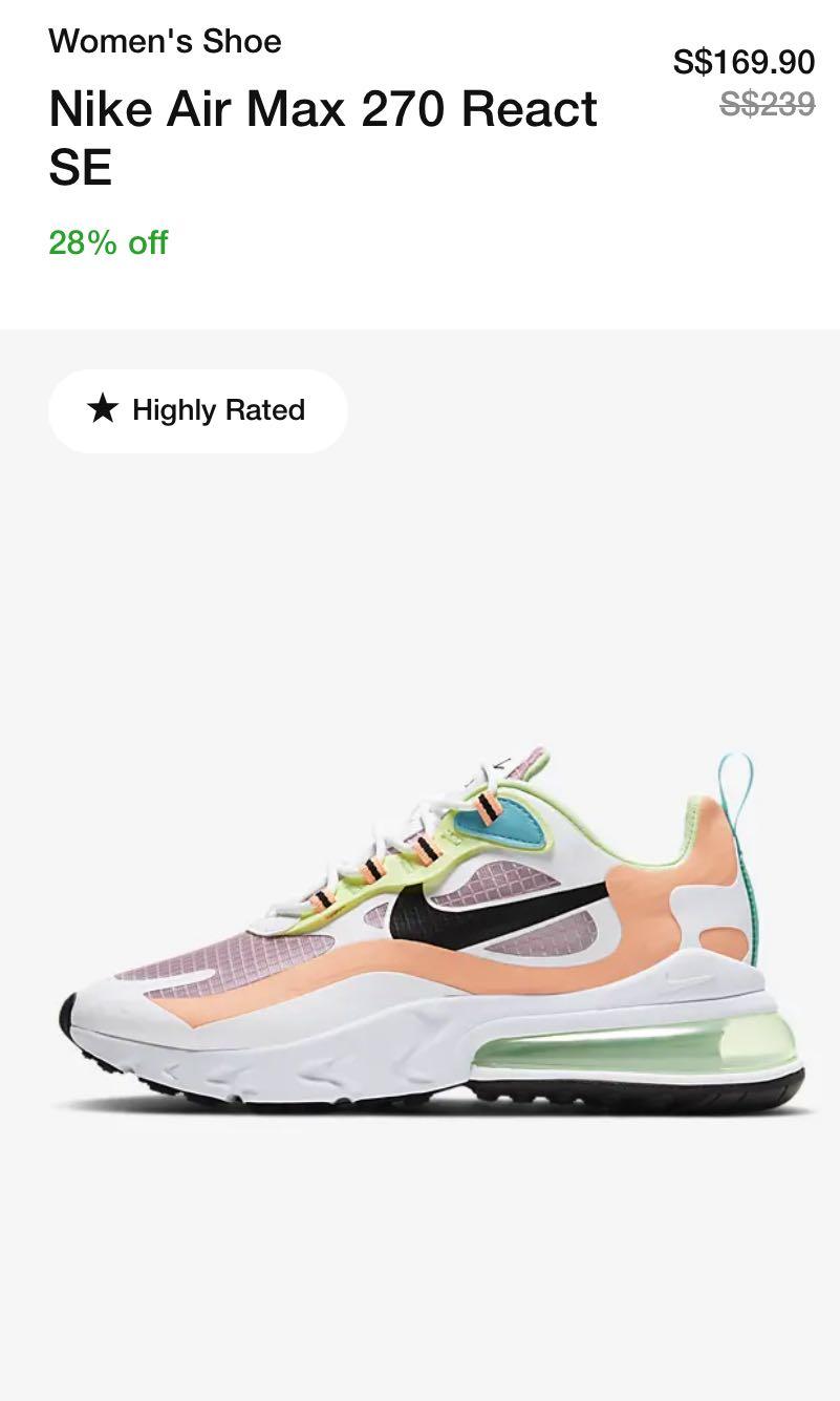 Nike Airmax 270 React Se Men S Fashion Footwear Sneakers On Carousell