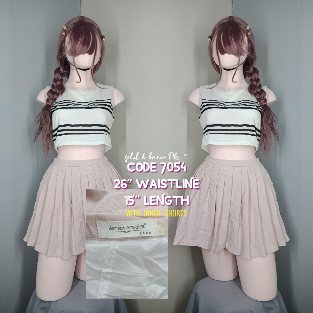 PALE PINK PLEATED SKATER TENNIS SKIRT