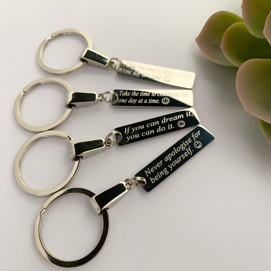 Personalised motivational quote keychain personalised gift