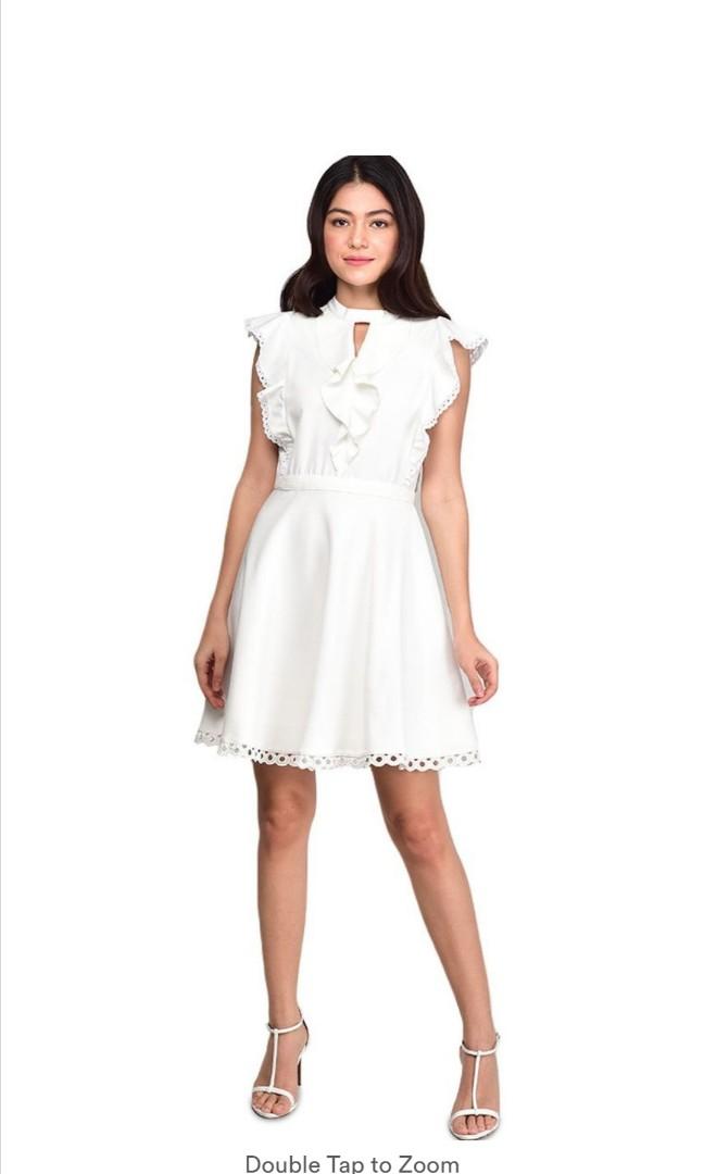 Plains and prints white dress clearance