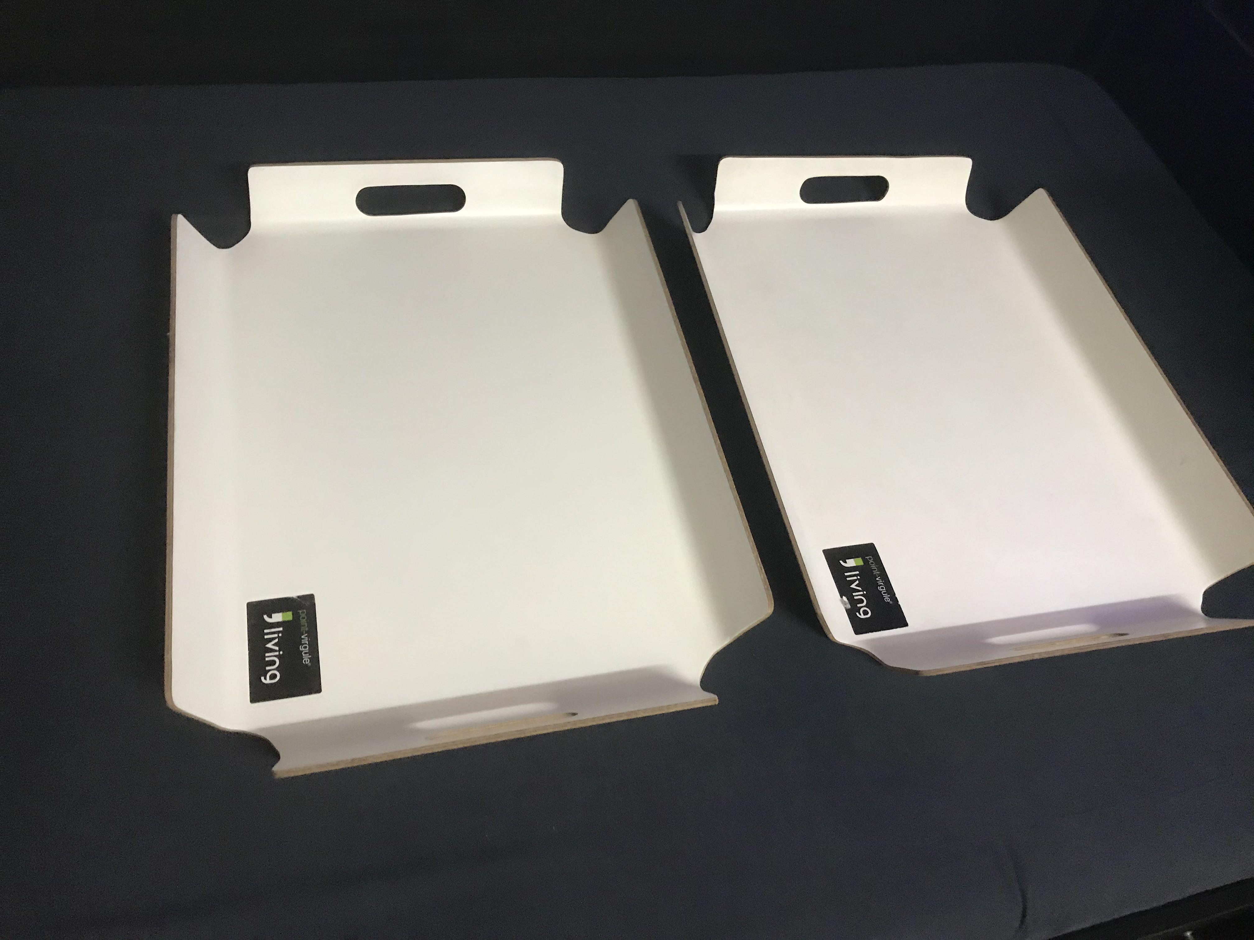 2pcs Europe Point Virgule Tray White Wooden 55x40cm not ikea 