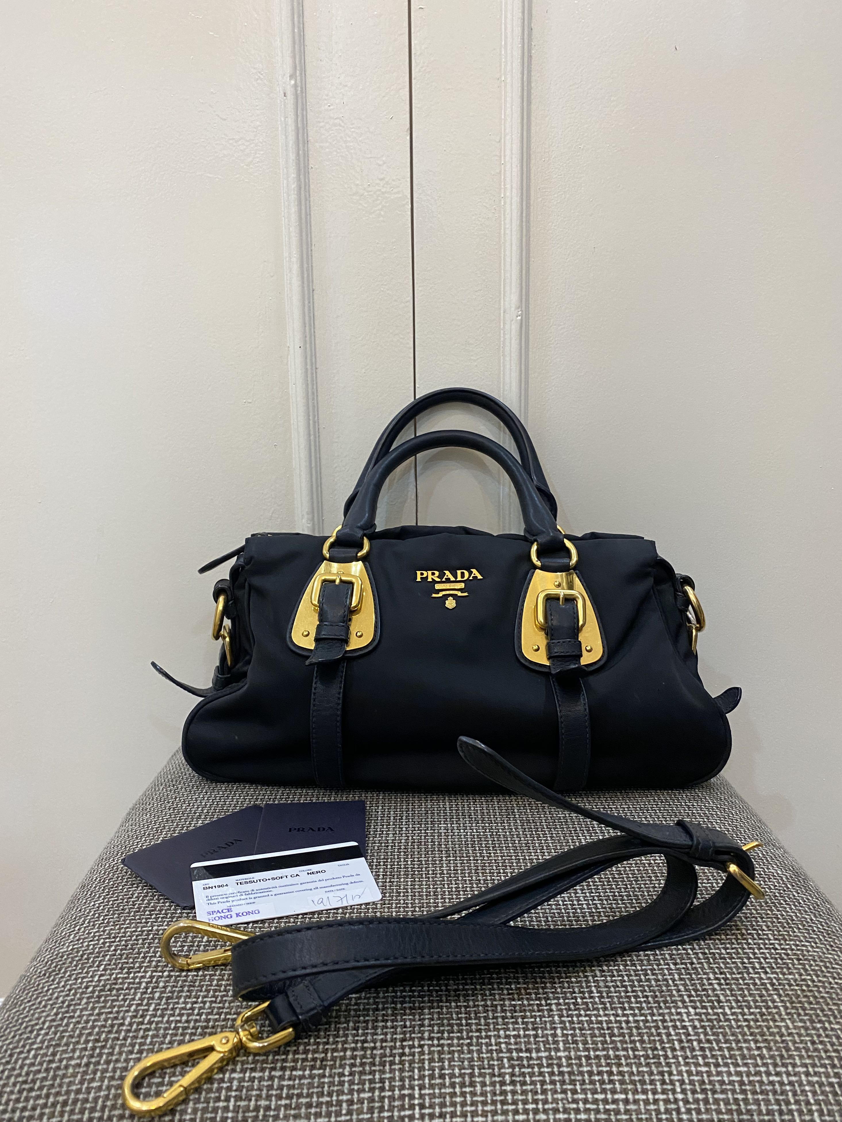 Prada tessuto sales soft calf nero