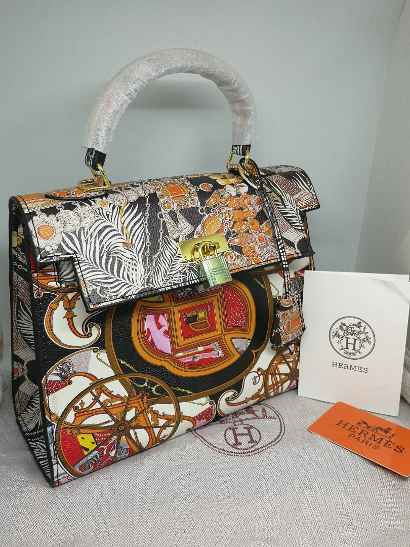 Printed Hermes Inspired Kelly Handbag Slingbag