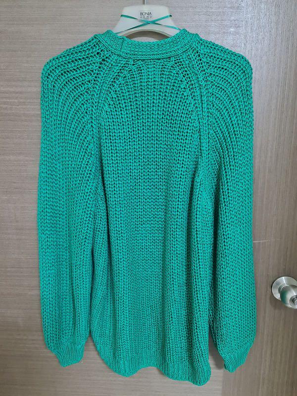 River island green chunky knit cardigan Women s Fashion Tops Other Tops on Carousell