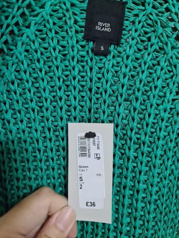 River island green chunky knit cardigan Women s Fashion Tops