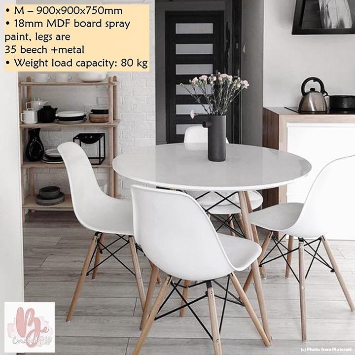 Round Wood Table And Mid Century Chair Modern Minimalist Scandinavian Dining Set Free Delivery Home Furniture Furniture Fixtures Tables Chairs On Carousell