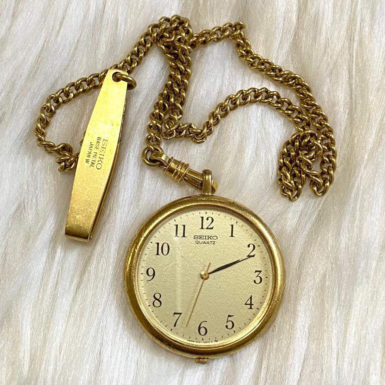 Seiko pocket cheap watch gold