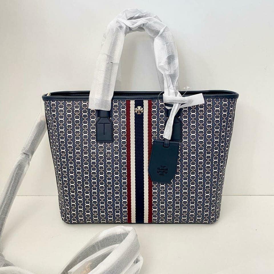TORY BURCH GEMINI LINK CANVAS SMALL NAVY Barang Mewah Tas Dompet di Carousell