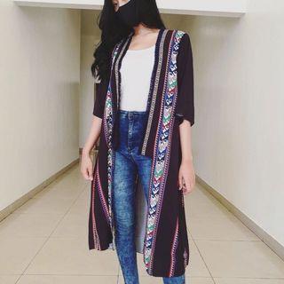 #bersihakhir TRIBAL OUTER LONG CARDIGAN ETNIK HITAM
