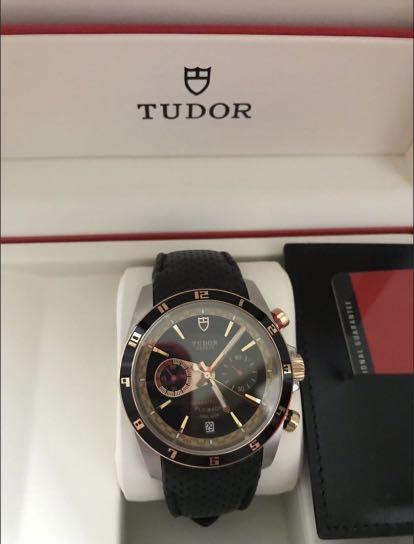 Tudor Watches 20551N leather Grantour Chrono Fly Back Stainless Steel and Pink Gold Luxury Watches on Carousell