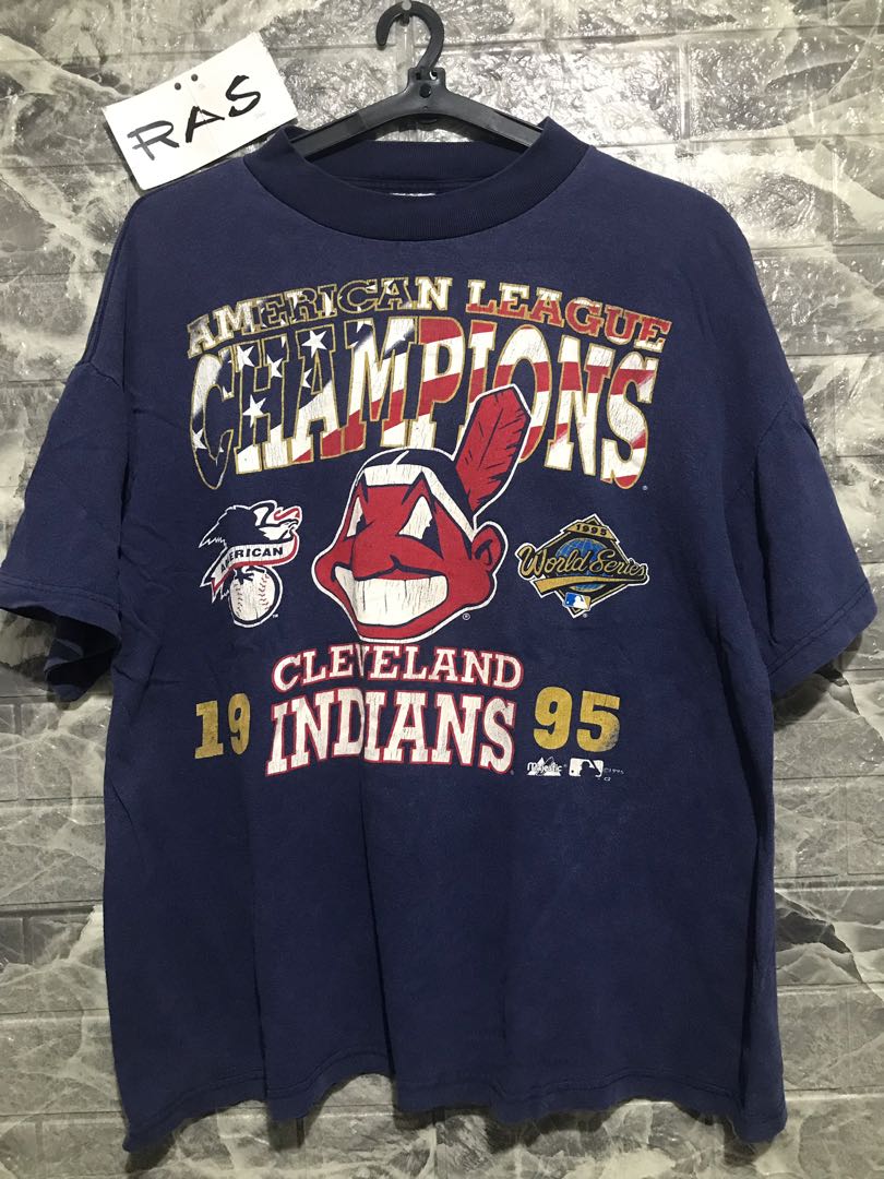 Vintage MLB (Front Pages) - Cleveland Indians American League Champs T-Shirt  1995 X-Large – Vintage Club Clothing