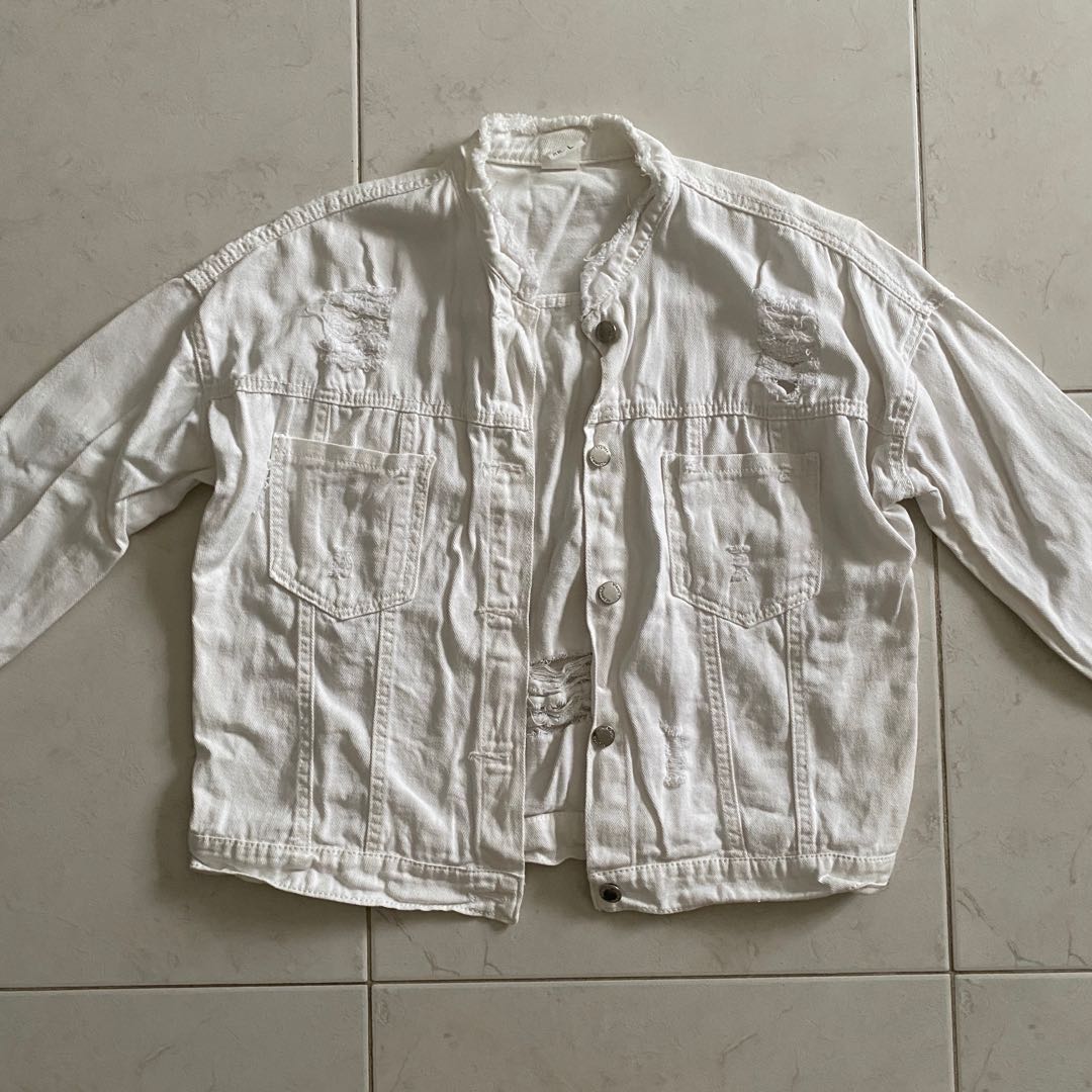 White Distressed Denim Jacket