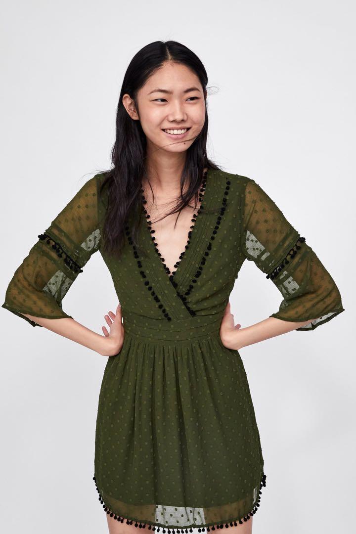 Swiss dot dress zara sale