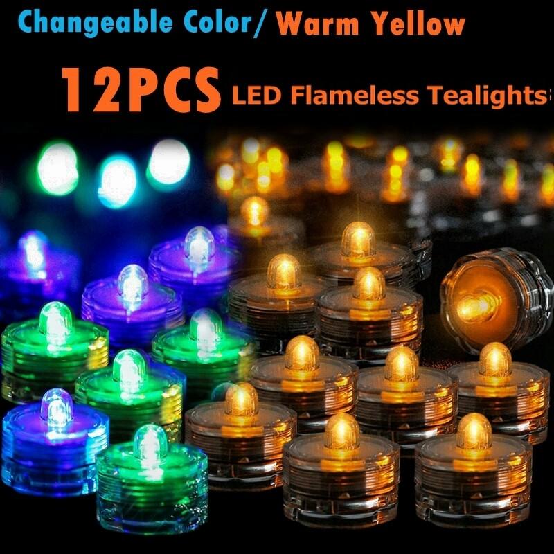 COLOR CHANGING LED Submersible Tea Lights for Wedding Centerpiece ! 12 