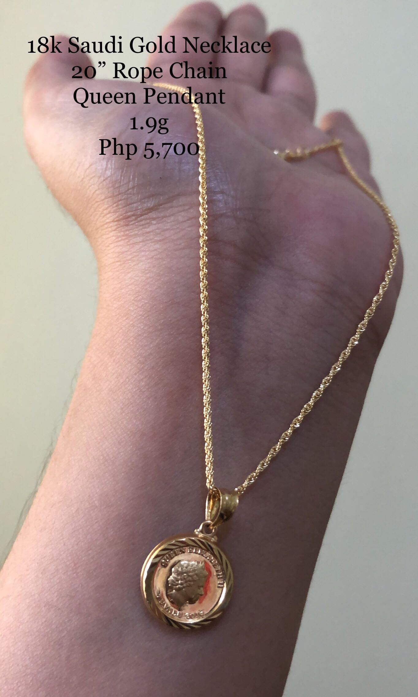 18k Saudi Gold Queen Elizabeth Necklace 