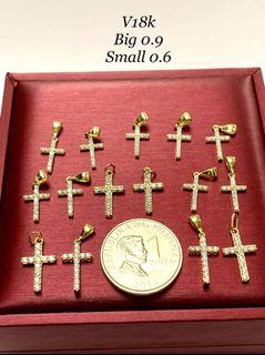 18K Saudi Gold Russian Diamond Cross Pendant