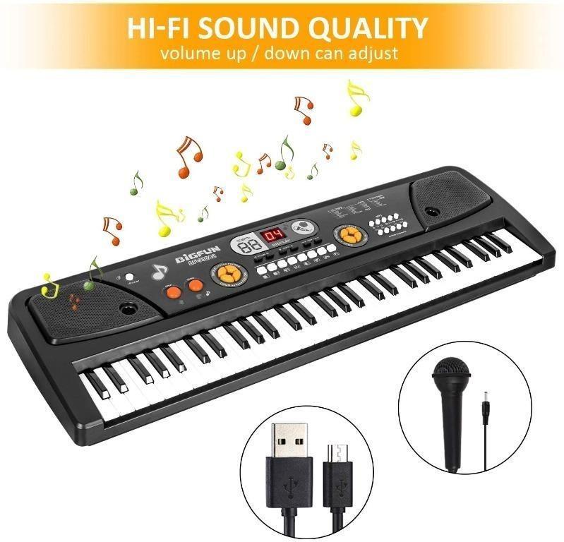 RenFox 61 Key Piano Keyboard Portable Keyboard Piano with Microphone and USB Cable Electric Music Piano for kids Gift Musical Teaching Keyboard Toy for Boys Girls 