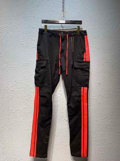 red and black cargo pants