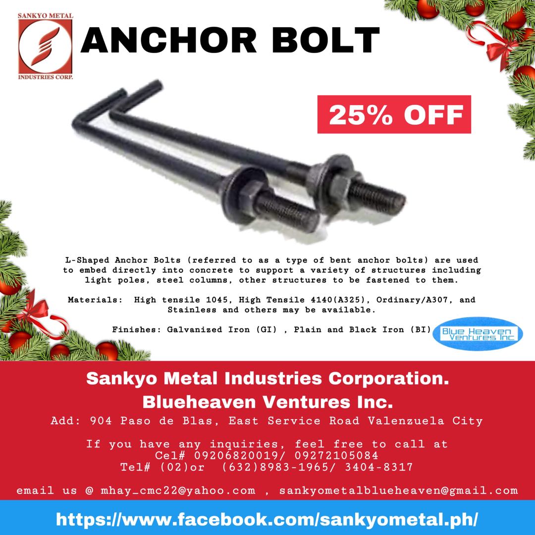 Anchor Bolt / L type Sale, Commercial & Industrial, Construction