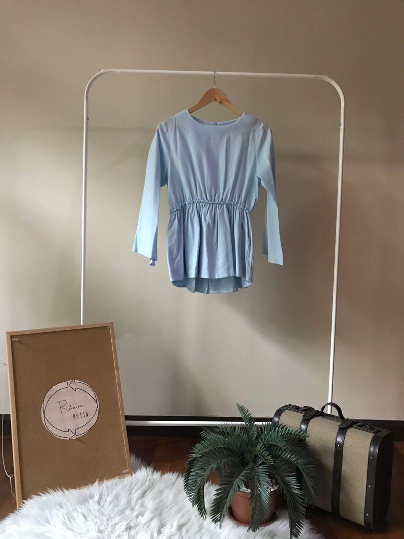 baby blue ruffle shirt