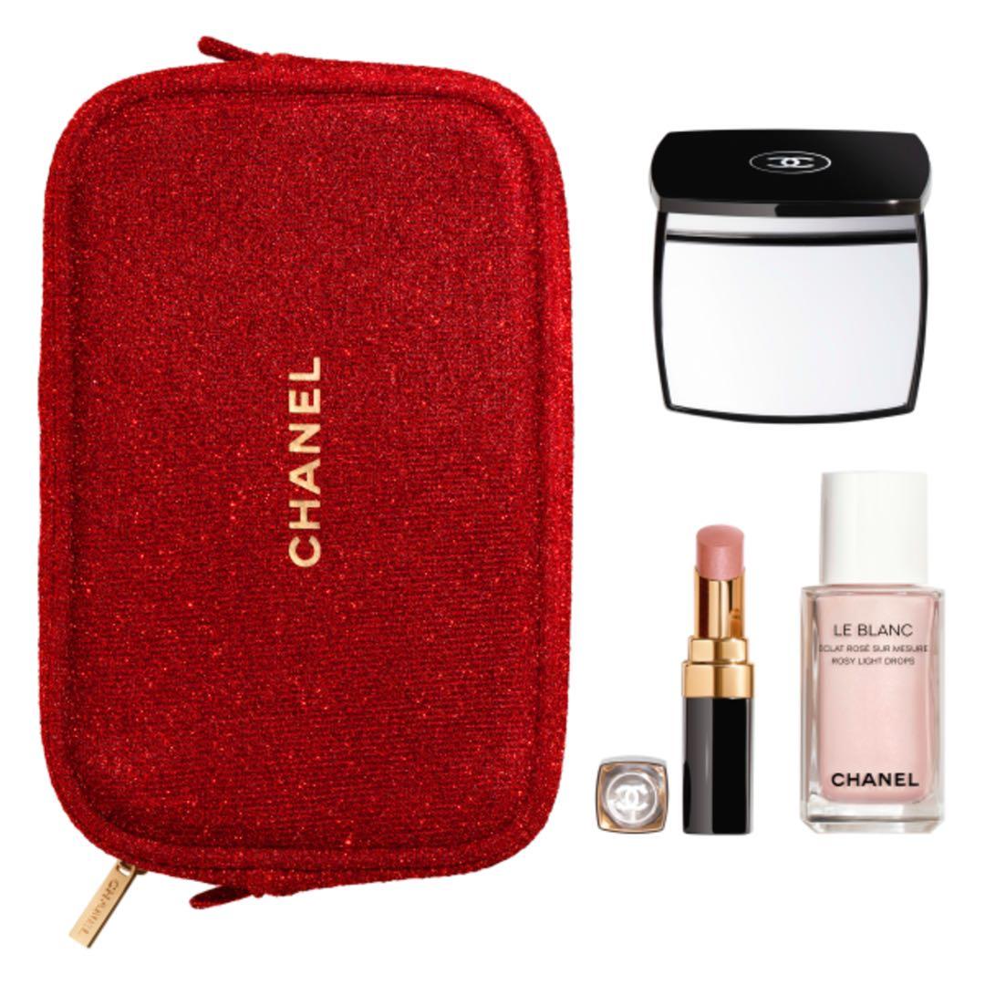 BN CHANEL 2020 Holiday Good to Glow Gift Set with Red Makeup Pouch, Women's  Fashion, Bags & Wallets, Cross-body Bags on Carousell