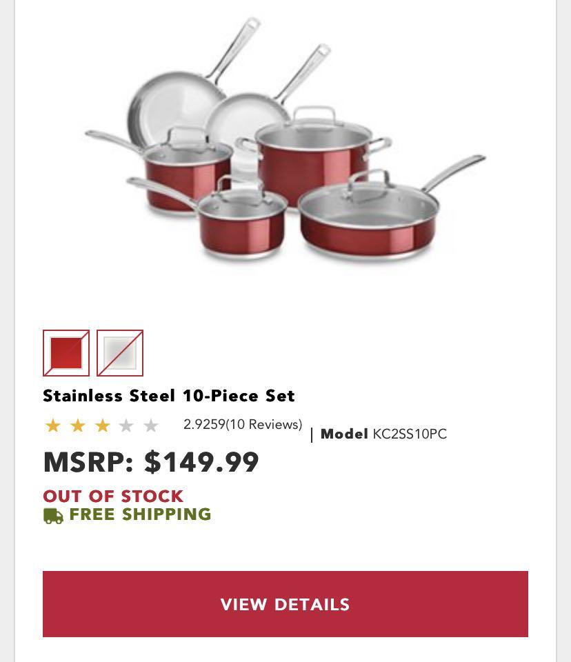 KitchenAid Cookware SS 10pc Candy Apple