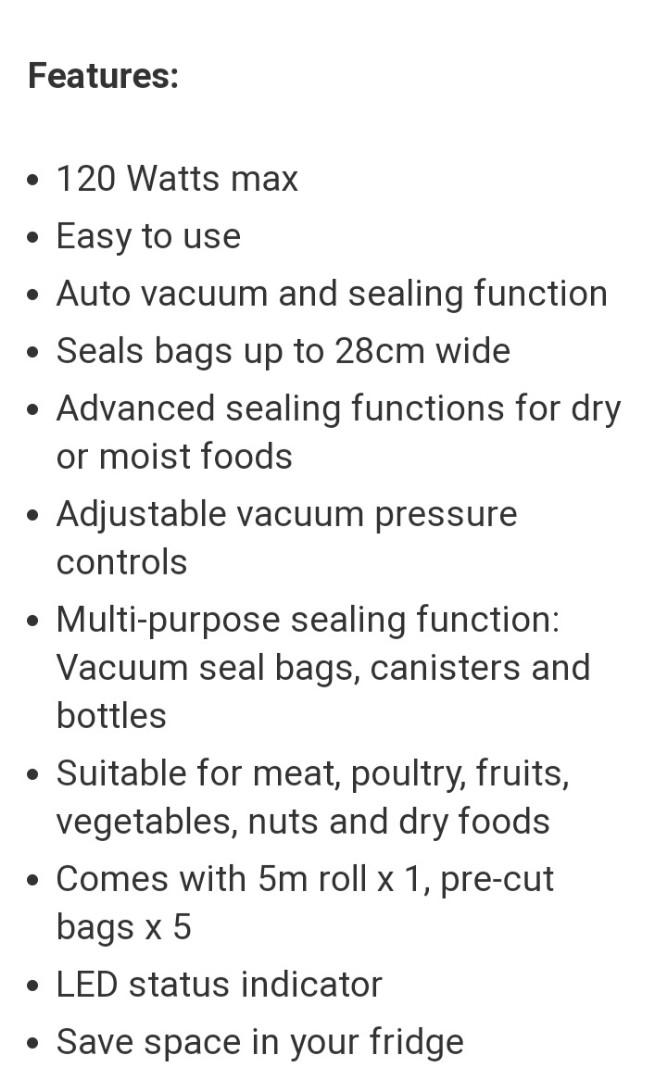 Brand New Ambiano Australian Brand Vacuum Food Sealer Sealing Machine