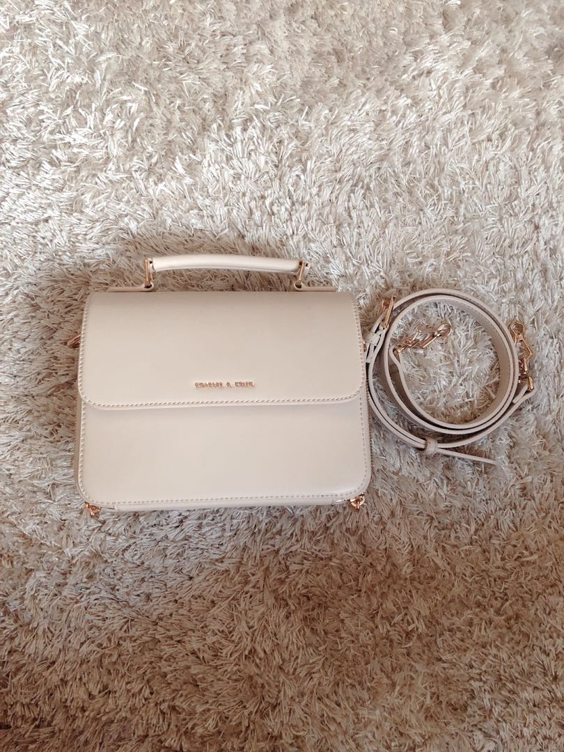 Ivory Front Flap Top Handle Crossbody Bag - CHARLES & KEITH US