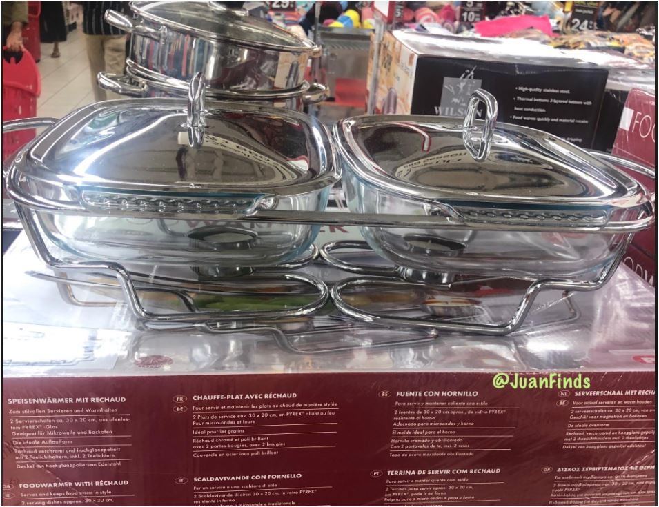 💯CHEF INOX FOOD WARMER WITH 2 x 1.5L PYREX BOWLS, Furniture & Home