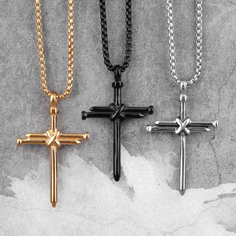 Gold and black hot sale cross necklace