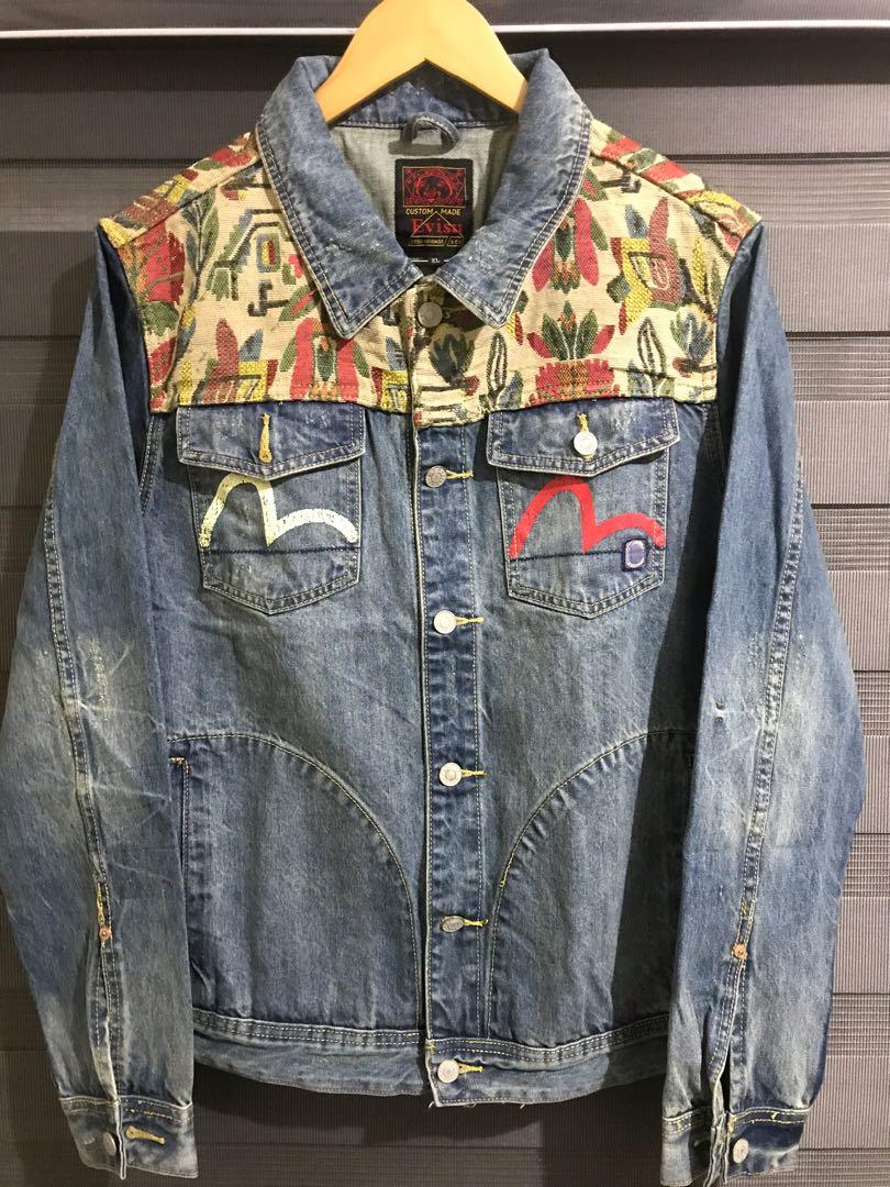 Evisu Denim Jacket Embroidered Design, Men's Fashion, Coats, Jackets and  Outerwear on Carousell