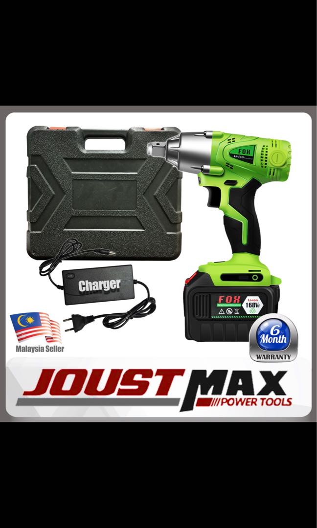 FOX 1 2 Inch Heavy Duty 520Nm Cordless Impact Wrench Electric Impact Wrench Socket 2 LI ION BATTERY F