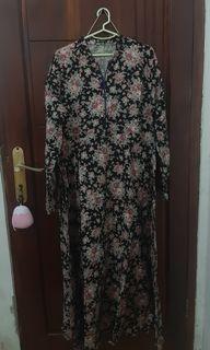 Gamis floral black (Long Dress)